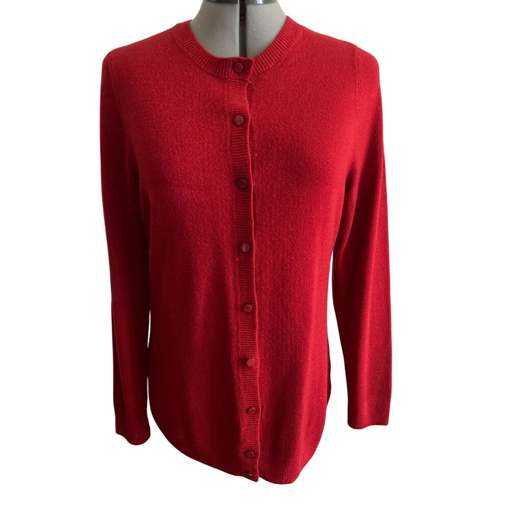 Croft & Barrow Red Acrylic Womens Cardigan Sweater Size S